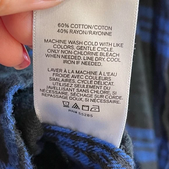 Express Blue Plaid Boyfriend Flannel Shirt - Picture 4 of 4